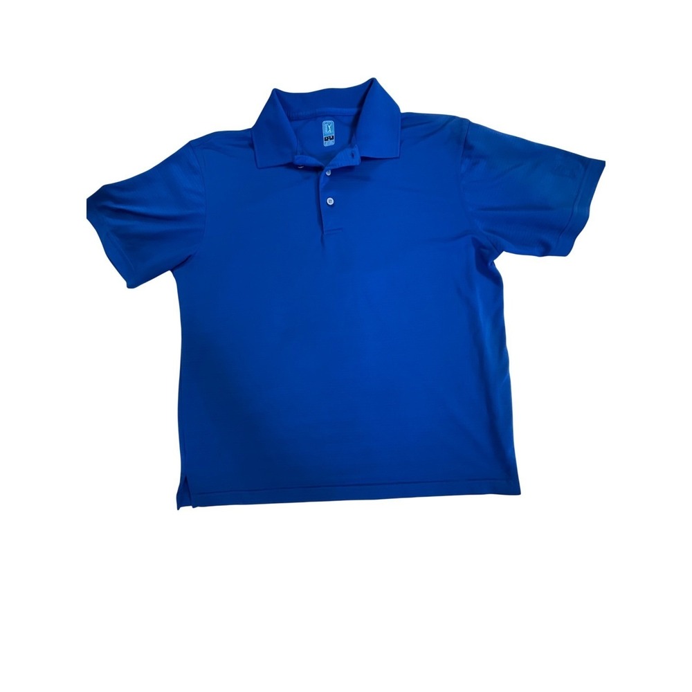 PGA Tour Mens Blue Performance Golf Polo Shirt Large Textured‎ Breathable - Picture 5 of 6